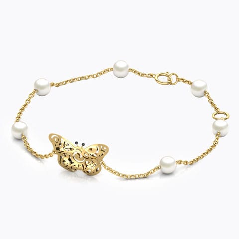 Cassie Cutout Pearl Bracelet Gold Bracelets 18 Karat Yellow Gold Cassie Cutout Pearl Bracelet