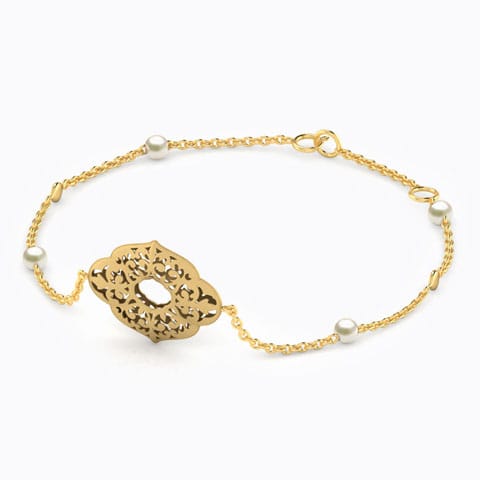 Arianna Cutout Pearl Bracelet Gold Bracelets 18 Karat Yellow Gold Arianna Cutout Pearl Bracelet