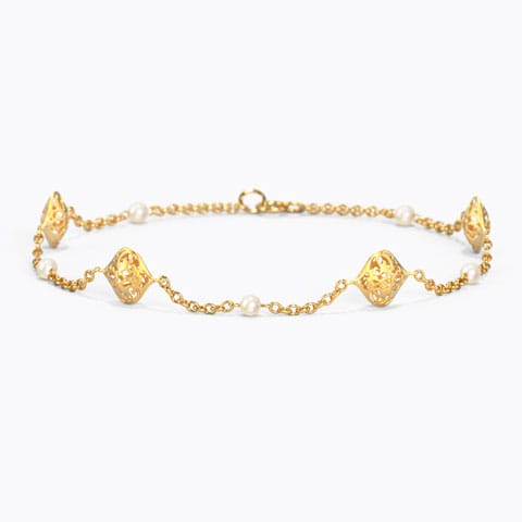 Loren Cutout Pearl Bracelet Gold Bracelets 18 Karat Yellow Gold Loren Cutout Pearl Bracelet