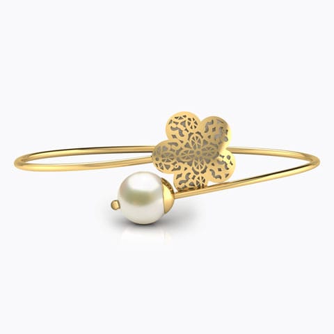 Leila Cutout Pearl Bracelet Gold Bracelets 18 Karat Yellow Gold Leila Cutout Pearl Bracelet