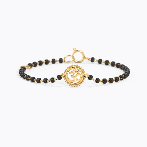 Ornate Om Baby Nazaria Gold Bracelet Gold Bracelets 18 Karat Yellow Gold Ornate Om Baby Nazaria Gold Bracelet