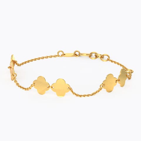 Duo Clover Gold Bracelet Gold Bracelets 14 Karat Yellow Gold Duo Clover Gold Bracelet