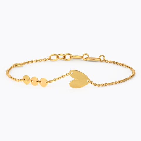 Heart and Circlet Gold Bracelet Gold Bracelets 14 Karat Yellow Gold Heart and Circlet Gold Bracelet