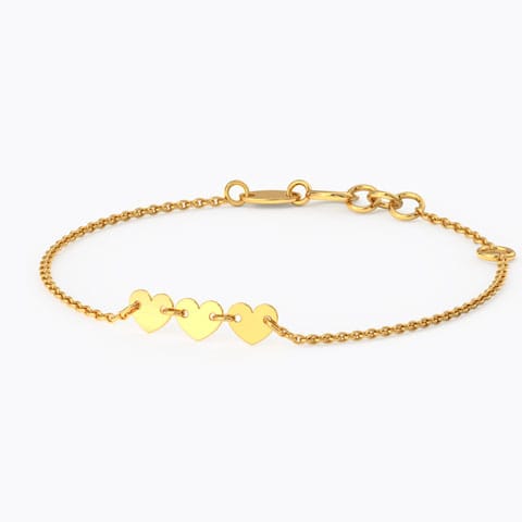 Trio Heart Gold Bracelet Gold Bracelets 14 Karat Yellow Gold Trio Heart Gold Bracelet