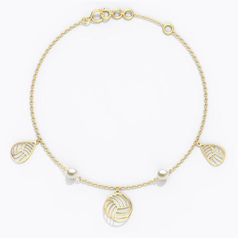 Aisha Cutout Charm Pearl Bracelet Gold,Gemstone Bracelets 18 Karat Yellow Gold Aisha Cutout Charm Pearl Bracelet