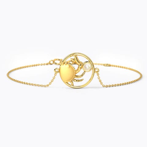 Devoted Cancer Zodiac Pearl Bracelet Gold,Gemstone Bracelets 14 Karat Yellow Gold Devoted Cancer Zodiac Pearl Bracelet