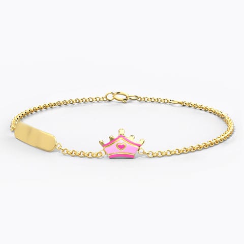 Blush Tiara Personalised Kids' Gold Bracelet Gold Bracelets 14 Karat Yellow Gold Blush Tiara Personalised Kids' Gold Bracelet