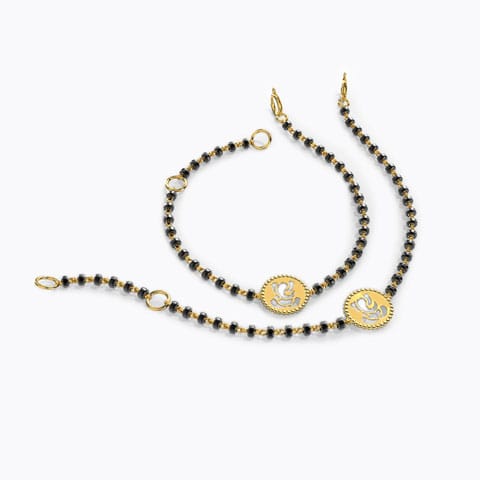 Ganesha Baby Nazaria Gold Bracelet Set of 2 Gold Bracelets 18 Karat Yellow Gold Ganesha Baby Nazaria Gold Bracelet Set of 2