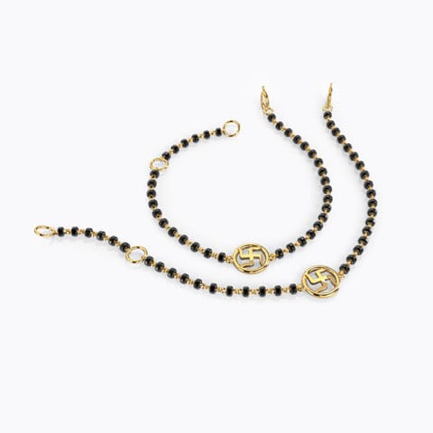 Swastik Baby Nazaria Gold Bracelet Set of 2 Gold Bracelets 18 Karat Yellow Gold Swastik Baby Nazaria Gold Bracelet Set of 2