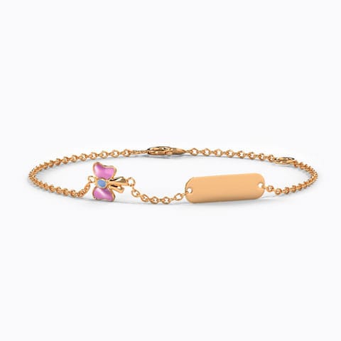 Bow Personalised Kids' Gold Bracelet Gold Bracelets 14 Karat Rose Gold Bow Personalised Kids' Gold Bracelet