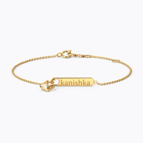 Forever Love Personalised Gold Bracelet Gold Bracelets 14 Karat Yellow Gold Forever Love Personalised Gold Bracelet