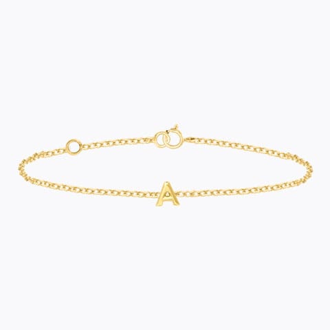 Bold Gold Alphabet A Bracelet Gold Bracelets 14 Karat Yellow Gold Bold Gold Alphabet A Bracelet