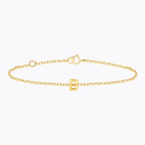 Bold Gold Alphabet B Bracelet Gold Bracelets 14 Karat Yellow Gold Bold Gold Alphabet B Bracelet