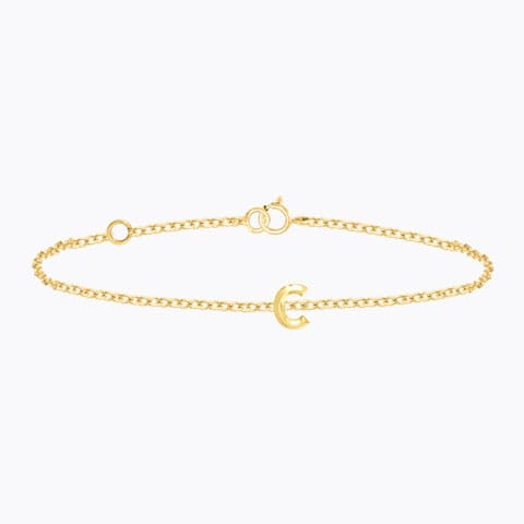 Bold Gold Alphabet C Bracelet Gold Bracelets 14 Karat Yellow Gold Bold Gold Alphabet C Bracelet