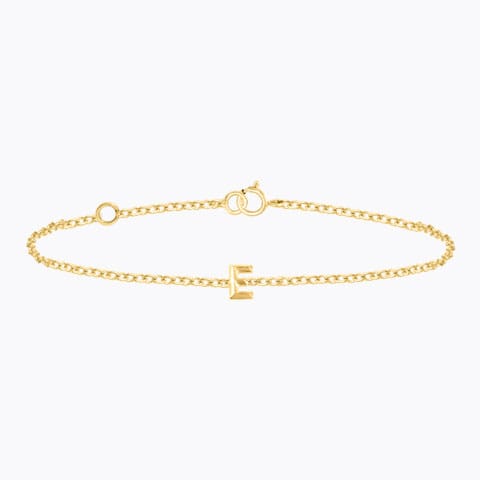 Bold Gold Alphabet E Bracelet Gold Bracelets 14 Karat Yellow Gold Bold Gold Alphabet E Bracelet
