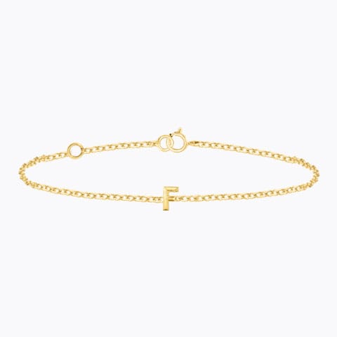 Bold Gold Alphabet F Bracelet Gold Bracelets 14 Karat Yellow Gold Bold Gold Alphabet F Bracelet