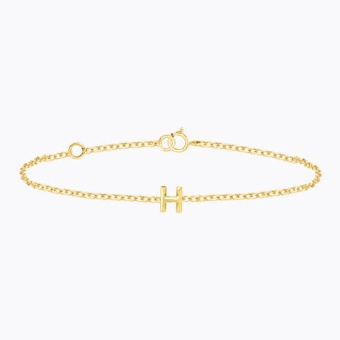 Bold Gold Alphabet H Bracelet Gold Bracelets 14 Karat Yellow Gold Bold Gold Alphabet H Bracelet