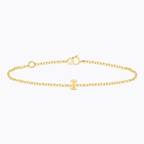 Bold Gold Alphabet I Bracelet Gold Bracelets 14 Karat Yellow Gold Bold Gold Alphabet I Bracelet