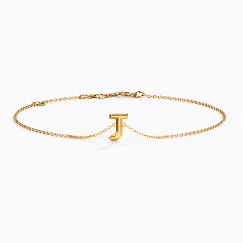Bold Gold Alphabet J Bracelet Gold Bracelets 14 Karat Yellow Gold Bold Gold Alphabet J Bracelet