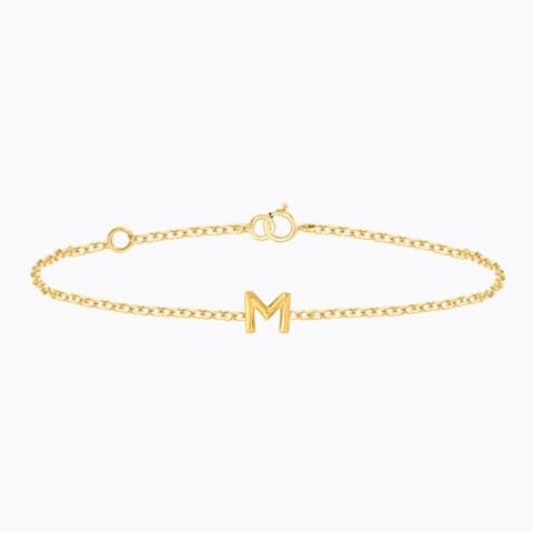 Bold Gold Alphabet M Bracelet Gold Bracelets 14 Karat Yellow Gold Bold Gold Alphabet M Bracelet