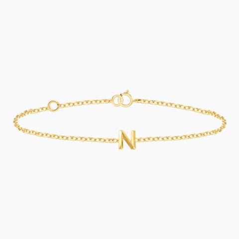 Bold Gold Alphabet N Bracelet Gold Bracelets 14 Karat Yellow Gold Bold Gold Alphabet N Bracelet