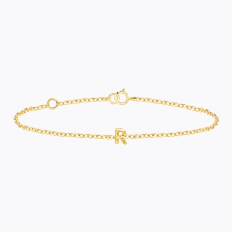 Bold Gold Alphabet R Bracelet Gold Bracelets 14 Karat Yellow Gold Bold Gold Alphabet R Bracelet