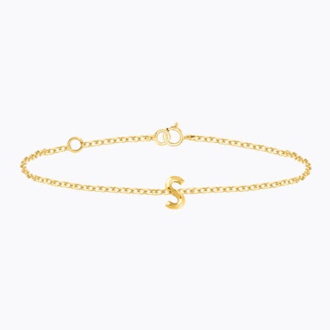 Bold Gold Alphabet S Bracelet Gold Bracelets 14 Karat Yellow Gold Bold Gold Alphabet S Bracelet