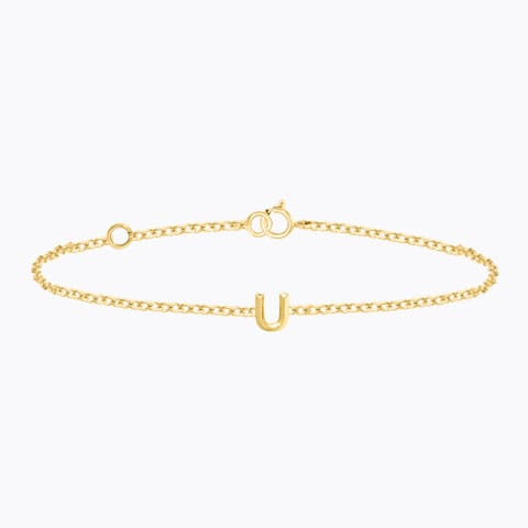 Bold Gold Alphabet U Bracelet Gold Bracelets 14 Karat Yellow Gold Bold Gold Alphabet U Bracelet