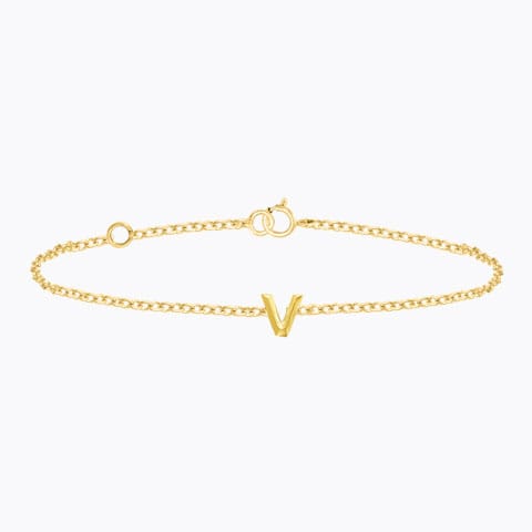 Bold Gold Alphabet V Bracelet Gold Bracelets 14 Karat Yellow Gold Bold Gold Alphabet V Bracelet