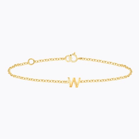 Bold Gold Alphabet W Bracelet Gold Bracelets 14 Karat Yellow Gold Bold Gold Alphabet W Bracelet