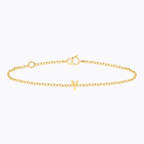 Bold Gold Alphabet Y Bracelet Gold Bracelets 14 Karat Yellow Gold Bold Gold Alphabet Y Bracelet