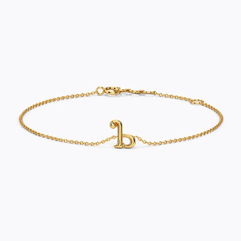 Classic Gold Alphabet B Bracelet Gold Bracelets 14 Karat Yellow Gold Classic Gold Alphabet B Bracelet