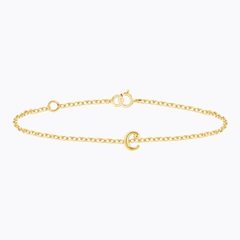 Classic Gold Alphabet C Bracelet Gold Bracelets 14 Karat Yellow Gold Classic Gold Alphabet C Bracelet