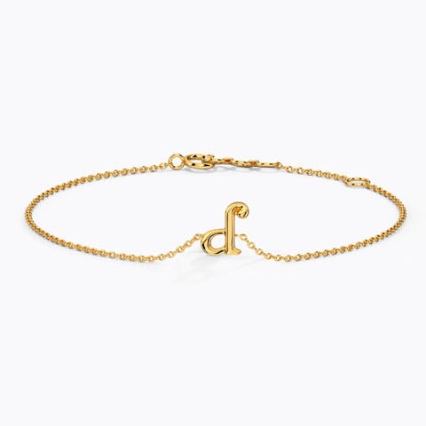Classic Gold Alphabet D Bracelet Gold Bracelets 14 Karat Yellow Gold Classic Gold Alphabet D Bracelet