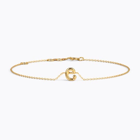 Classic Gold Alphabet E Bracelet Gold Bracelets 14 Karat Yellow Gold Classic Gold Alphabet E Bracelet