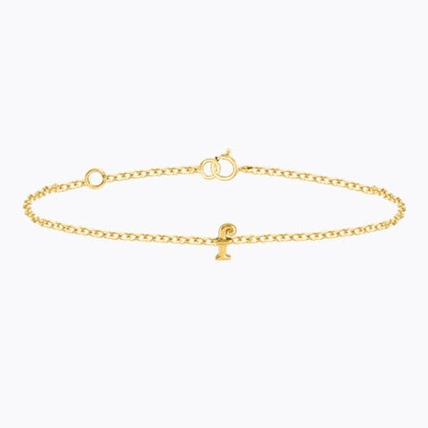 Classic Gold Alphabet F Bracelet Gold Bracelets 14 Karat Yellow Gold Classic Gold Alphabet F Bracelet
