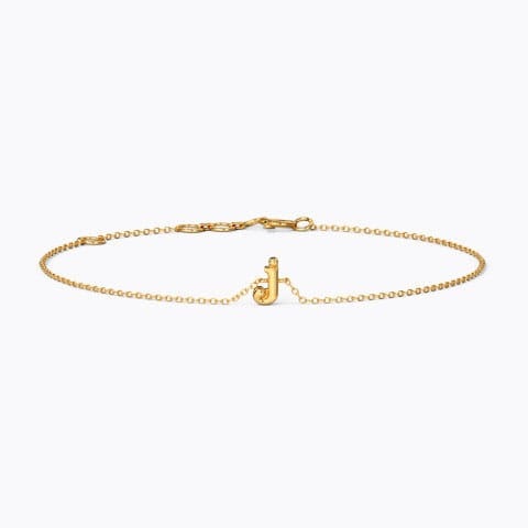 Classic Gold Alphabet J Bracelet Gold Bracelets 14 Karat Yellow Gold Classic Gold Alphabet J Bracelet