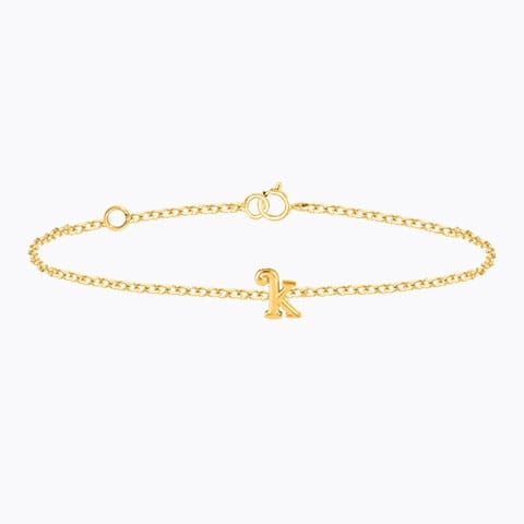 Classic Gold Alphabet K Bracelet Gold Bracelets 14 Karat Yellow Gold Classic Gold Alphabet K Bracelet