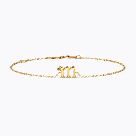 Classic Gold Alphabet M Bracelet Gold Bracelets 14 Karat Yellow Gold Classic Gold Alphabet M Bracelet