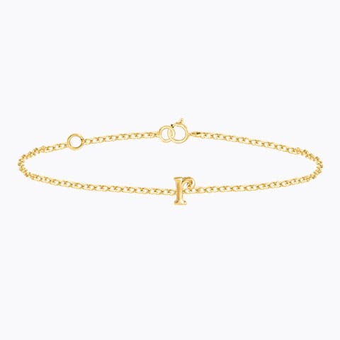 Classic Gold Alphabet R Bracelet Gold Bracelets 14 Karat Yellow Gold Classic Gold Alphabet R Bracelet