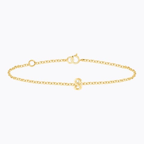 Classic Gold Alphabet S Bracelet Gold Bracelets 14 Karat Yellow Gold Classic Gold Alphabet S Bracelet