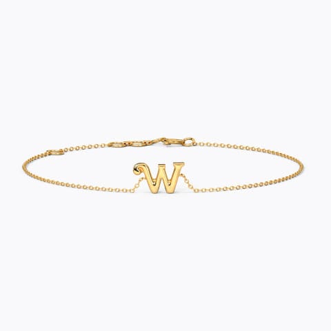 Classic Gold Alphabet W Bracelet Gold Bracelets 14 Karat Yellow Gold Classic Gold Alphabet W Bracelet