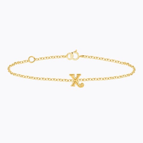 Classic Gold Alphabet X Bracelet Gold Bracelets 14 Karat Yellow Gold Classic Gold Alphabet X Bracelet