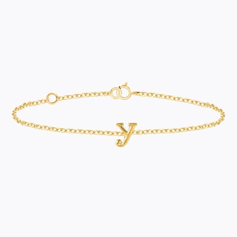 Classic Gold Alphabet Y Bracelet Gold Bracelets 14 Karat Yellow Gold Classic Gold Alphabet Y Bracelet