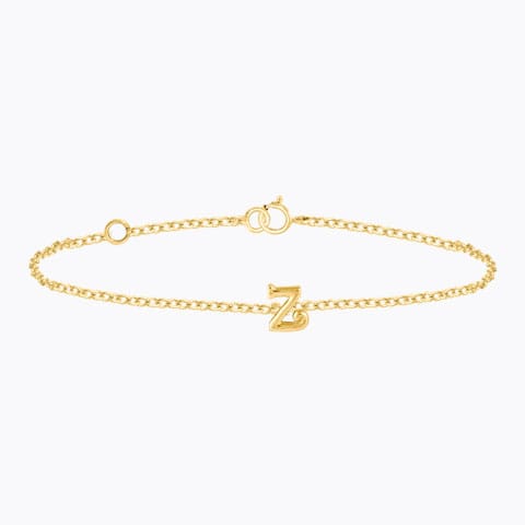 Classic Gold Alphabet Z Bracelet Gold Bracelets 14 Karat Yellow Gold Classic Gold Alphabet Z Bracelet