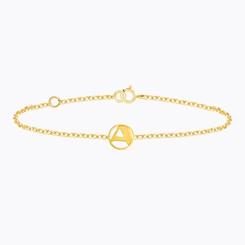 Artsy Gold Alphabet A Bracelet Gold Bracelets 14 Karat Yellow Gold Artsy Gold Alphabet A Bracelet