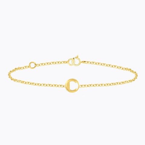 Artsy Gold Alphabet C Bracelet Gold Bracelets 14 Karat Yellow Gold Artsy Gold Alphabet C Bracelet