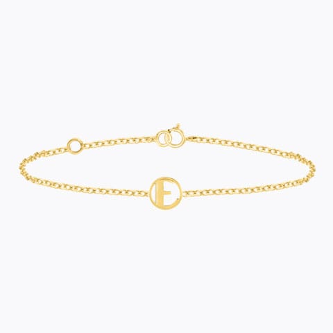 Artsy Gold Alphabet E Bracelet Gold Bracelets 14 Karat Yellow Gold Artsy Gold Alphabet E Bracelet