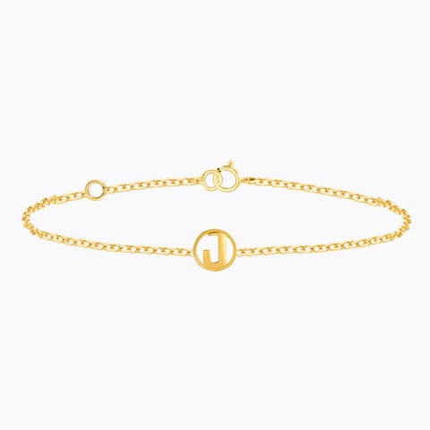 Artsy Gold Alphabet J Bracelet Gold Bracelets 14 Karat Yellow Gold Artsy Gold Alphabet J Bracelet