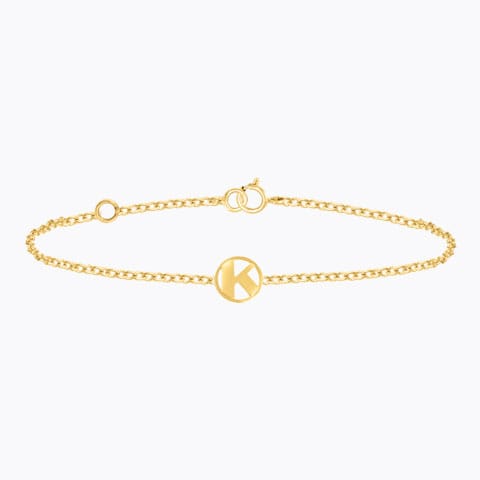 Artsy Gold Alphabet K Bracelet Gold Bracelets 14 Karat Yellow Gold Artsy Gold Alphabet K Bracelet